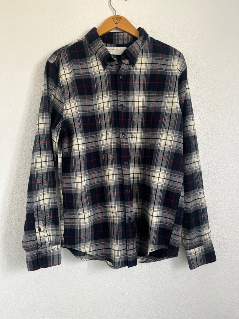 Abercrombie & Fitch Flannel Shirt Mens Large Plaid Tartan Dark Soft A&F Broody